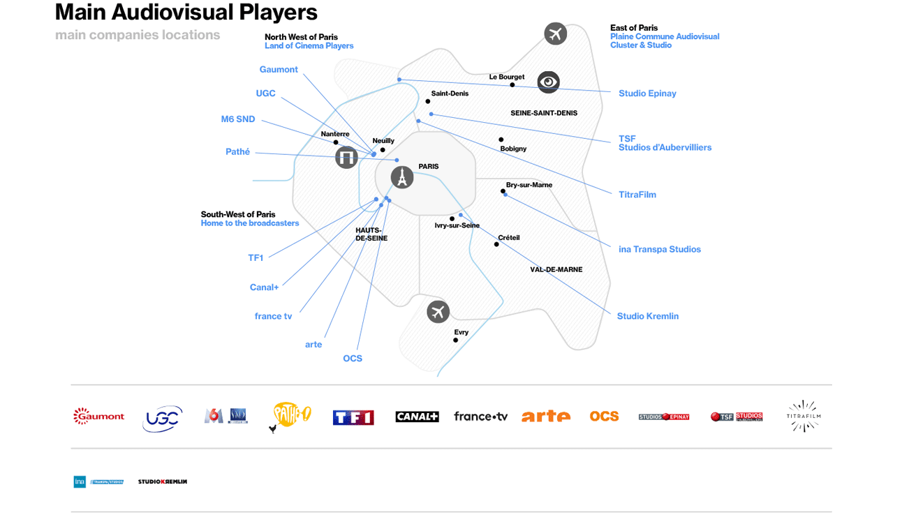 Film, TV, New Media - Map of Main Audiovisual Players in Paris Region Film, TV, New Media - Map of Main Audiovisual Players in Paris Region